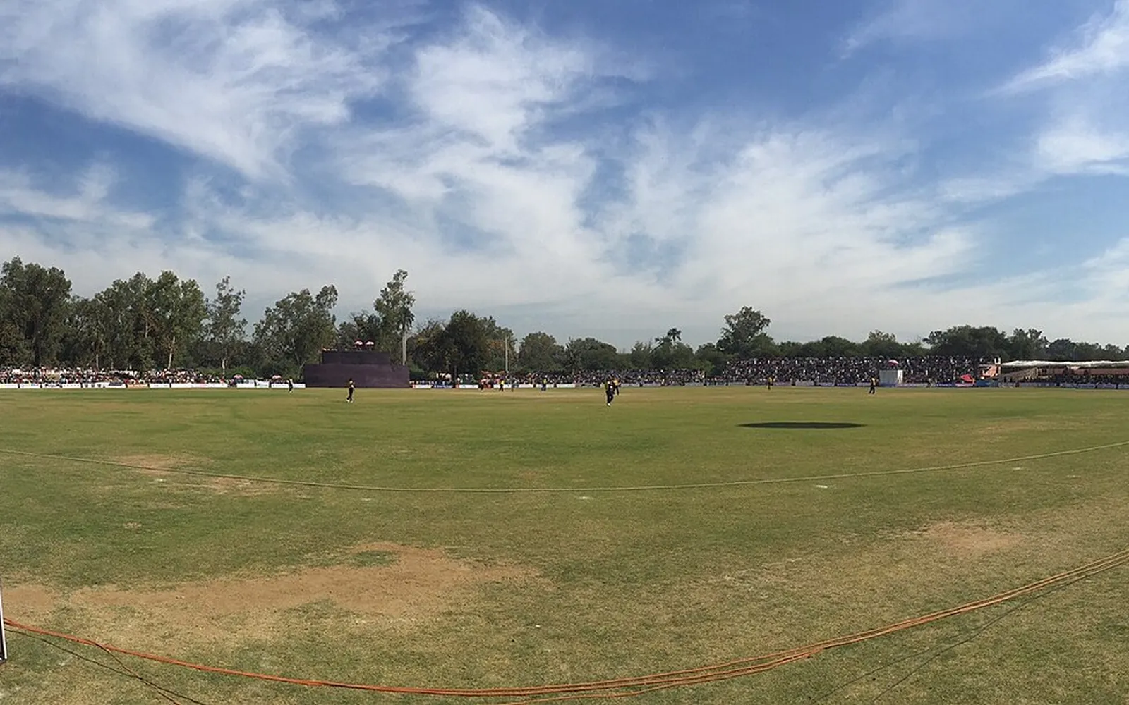 Panoramic view of the International Cricket Stadium in Kota with its grass outfield
